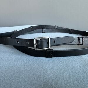 J. Jill black leather belt - slim - silver buckle - double wrap - size M/L